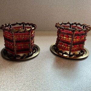 PartyLite Beaded Morocian Tealight Candle Holder Set